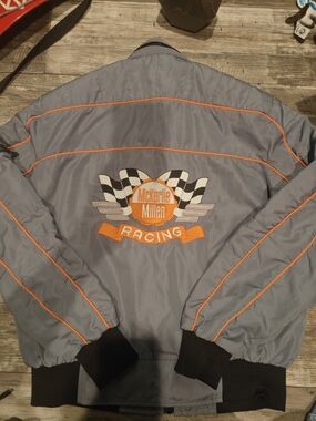 Avon Light Gray Racing Jacket with Orange Trim